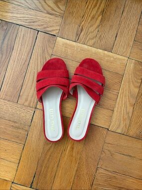 Ma’am Red Suede Slide Sandals